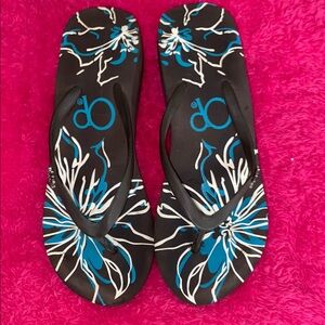 Black and Blue Flip Flops